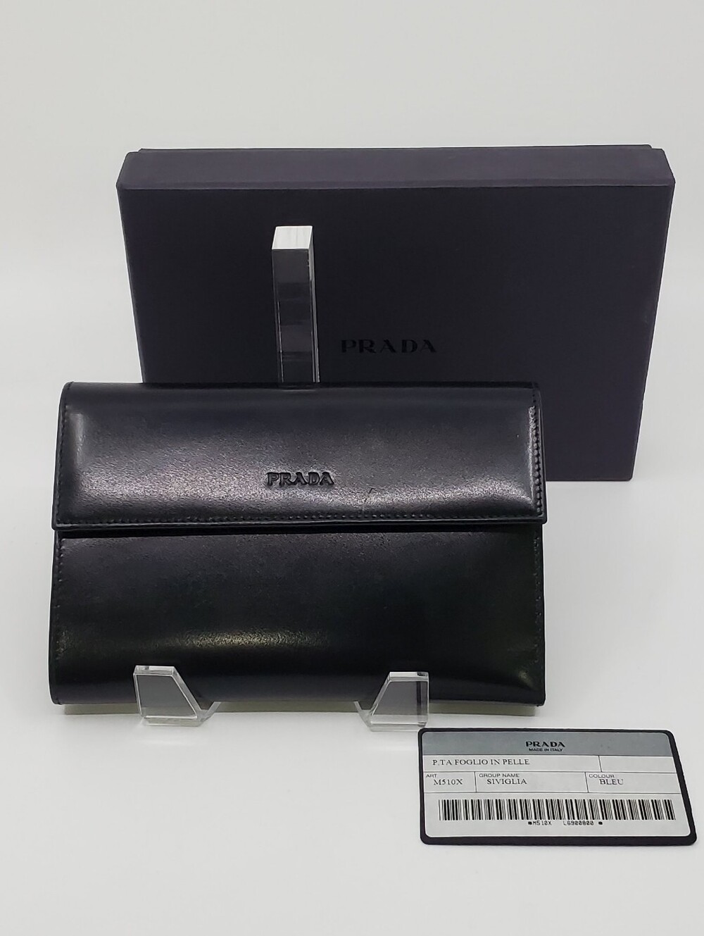 Prada Vintage M510X Siviglia Leather Tri-Fold Wallet – Bleu